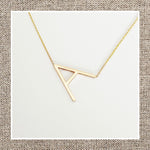 Jumbo Diagonal Initial Necklace in Gold 14Kt