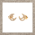 Open Micro Pave Diamond Moon in Gold 14Kt