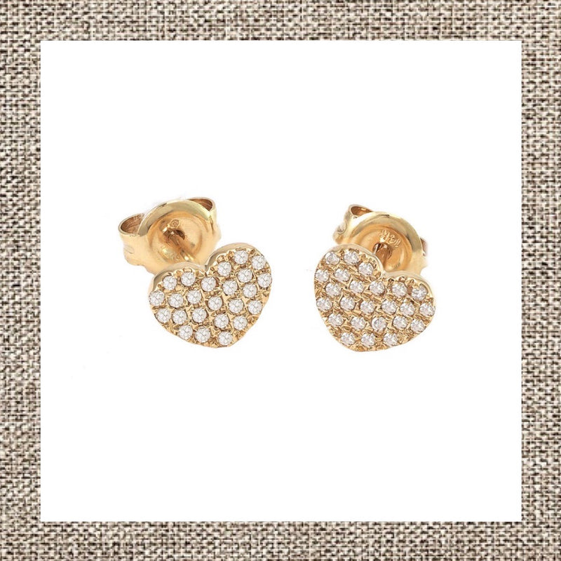 Micro Pave Diamond Heart Earring in Gold 14Kt