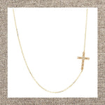 Petite Side Way Diamond Cross Necklace in Gold 14Kt