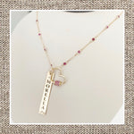 Round Bezel Ruby Necklace in Gold 14Kt