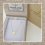Single Heart Shaped Necklace with Side Bezel Diamond in Gold 14Kt