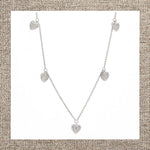 Micro Pave Diamond Dangling Hearts Necklace in Gold 14Kt